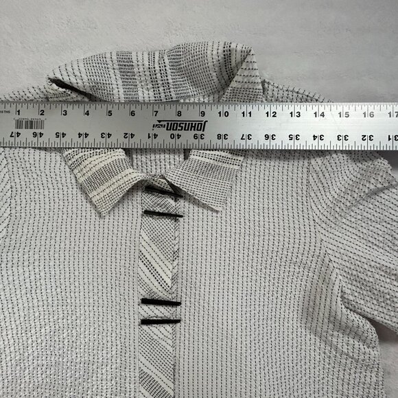 Habitat Womens Textured Button-Up Shirt Woven Stripe Pattern Black & White Small - Picture 4 of 8